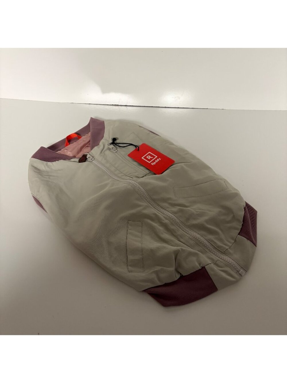 Reddy Dog Bomber Jacket Size Large 17-19in Light Gray Purple Lightweight NEW